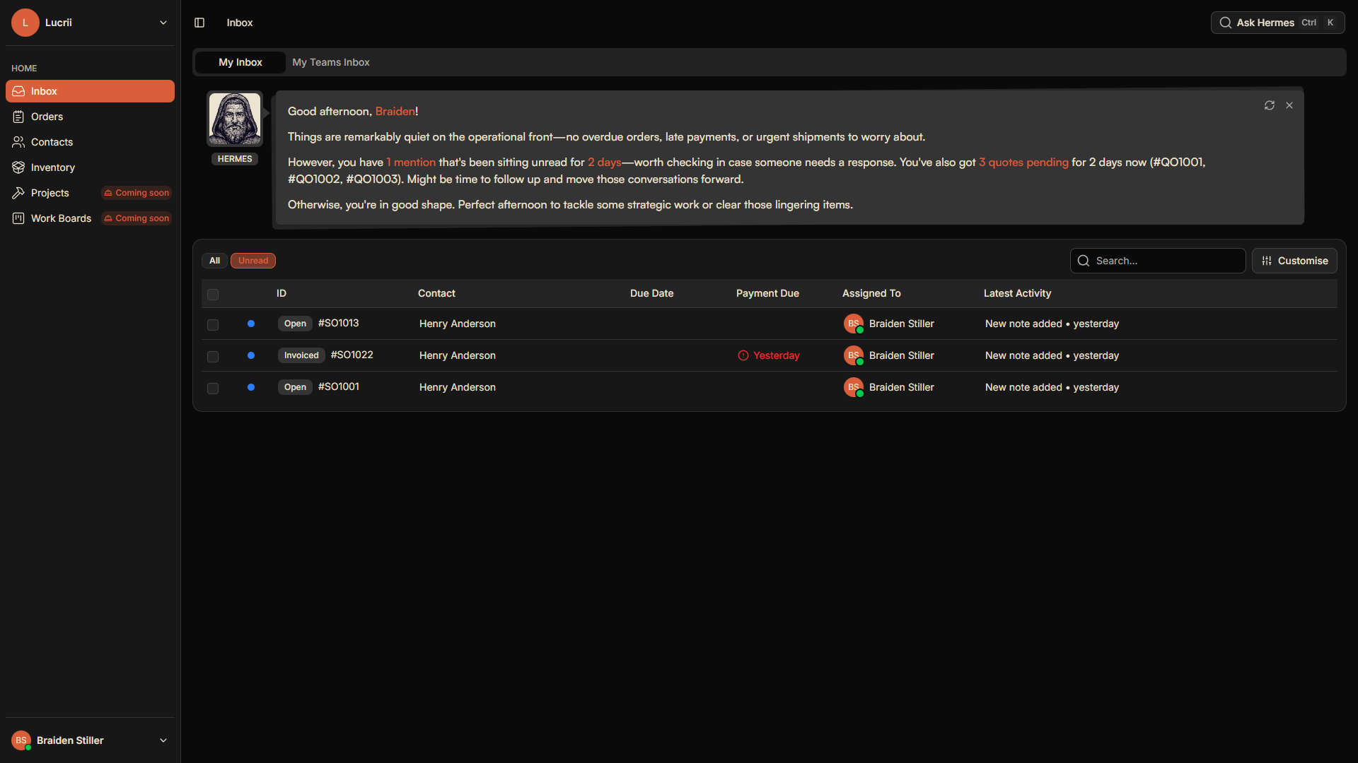 Lucrii application dashboard